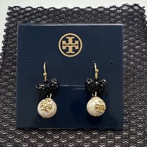 Tory Burch Black and Gold Pearl Earrings
